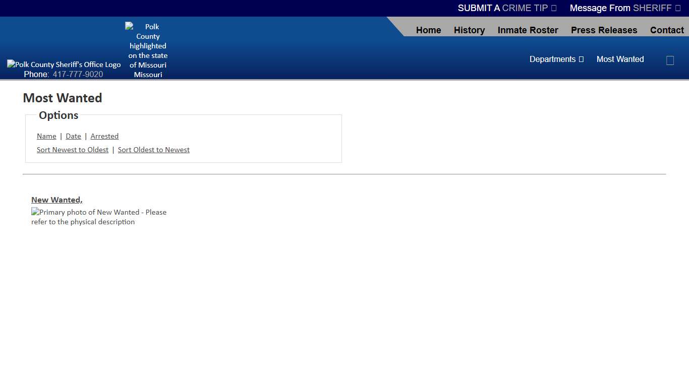 Most Wanted - Sorting by Posting Date - Descending - Page 1 - Polk County Sheriff MO