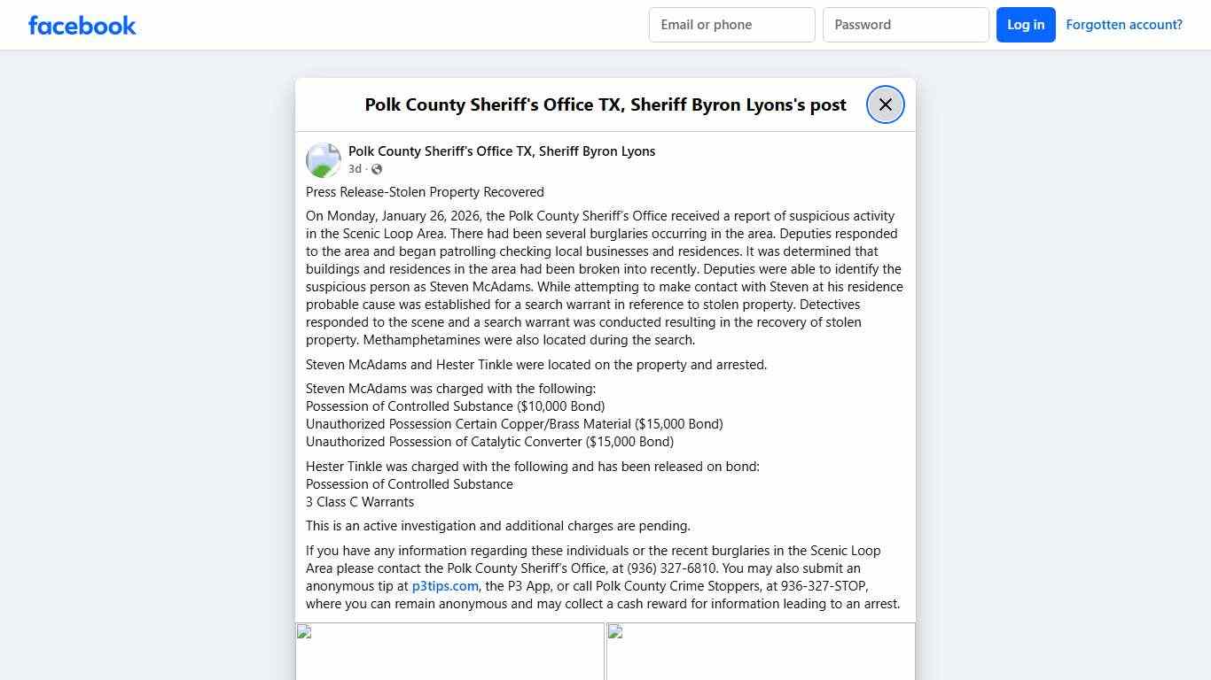 Pres... - Polk County Sheriff's Office TX, Sheriff Byron Lyons Facebook